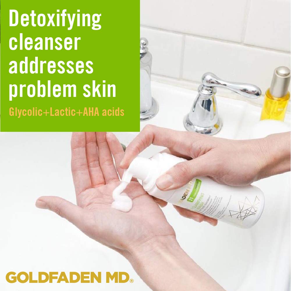 GOLDFADEN MD Detox Clarifying Facial Foaming AHA Cleanser | Purifying w/Glycolic Acid, Lactic Acid & our Detox ComplexTM | 4 fl oz