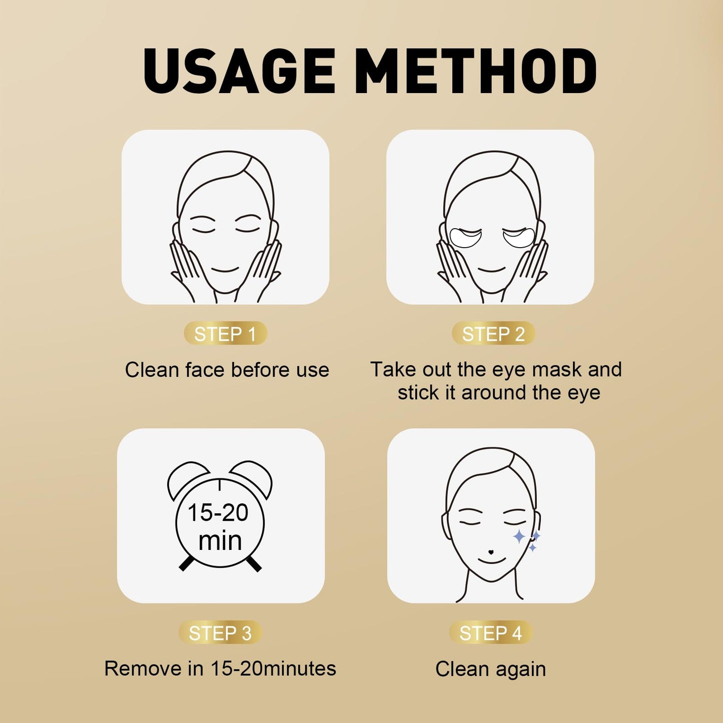 CHMI Under Eye Patches (50 Pairs) - 24K Gold Eye Patches for Puffy Eyes, Dark Circles, EyeBags and Wrinkles, Collagen Skin Care Products, Beauty & Personal Care