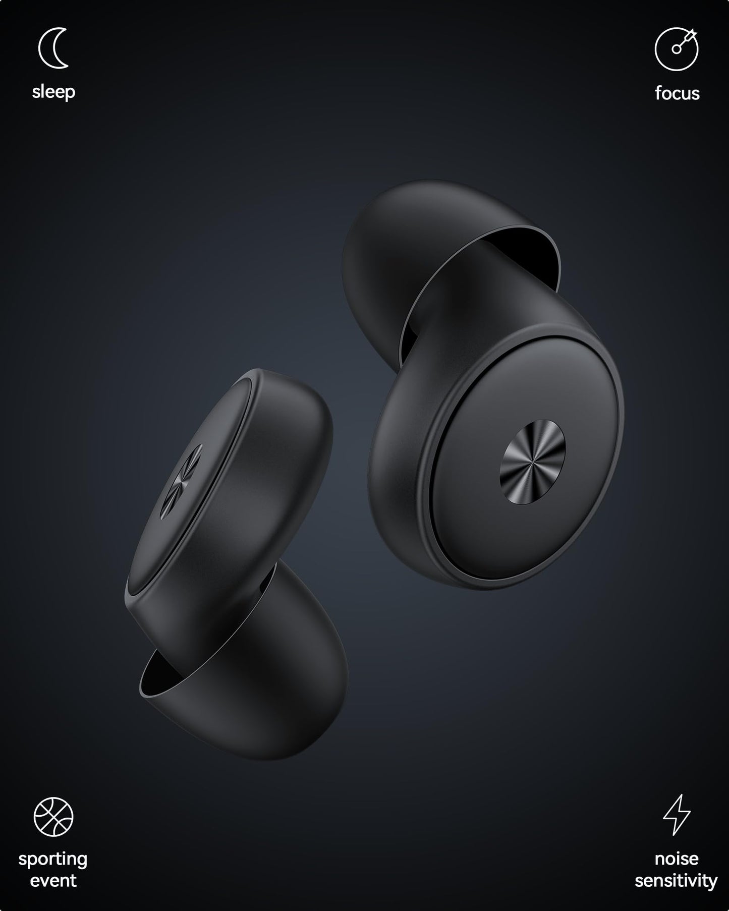 BIGOOD 45dB Ear Plugs for Sleeping 0.1oz Ultra-Comfy Noise Cancelling Ear Plugs for Concerts, Deep Focus, Travel, Noise Reduction Ear Plug with 8 Ear Tips Reusable Earplugs with Carry Case Black