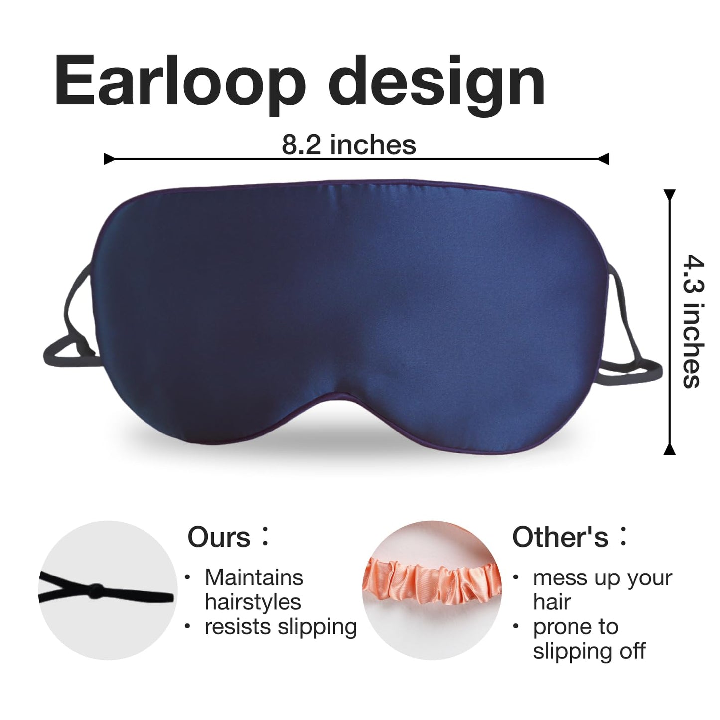 Milasonus Double-Sided Mulberry Silk Eye Mask, Featuring an Adjustable Ear-Hook Design That Won't Disturb Your Hairstyle. Cool, Breathable and Non-stifling, Ideal for Side Sleeping.