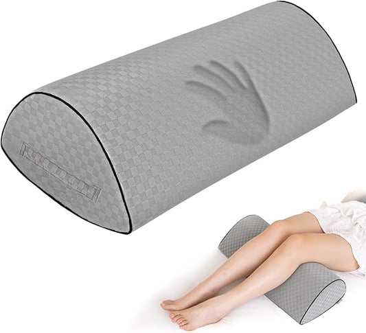 Knee Pillow for Back Sleeping and Ergonomic Memory Foam Knee Pillow for Hip Pain Relief, Leg Pillow for Spinal Alignment, Support for Side & Back Sleeping, Machine Washable Cover (Gray)