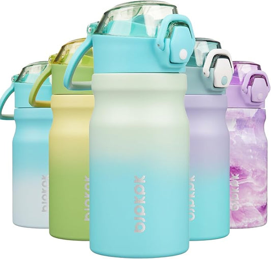 BJPKPK Water Bottle With Straw 14oz Insulated Water Bottles Reusable Stainless Steel Metal Thermo With Leak Proof Lockable Lid And Carry Handle,Mint