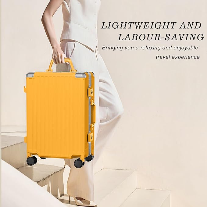 AnyZip Carry On Luggage PC+ABS Aluminum Frame Zipperless Luggage Hard Shell Suitcase with TSA Lock Double Spinner Wheels 20 Inch Orange