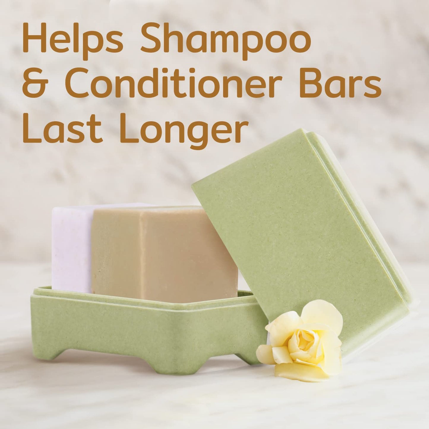 Impresa [2 Pack] Bamboo Soap Holder Compatible with Ethique Shampoo & Conditioner Bars - Quick Drying Slatted Soap Box & Shampoo Bar Container - Compostable Sugarcane