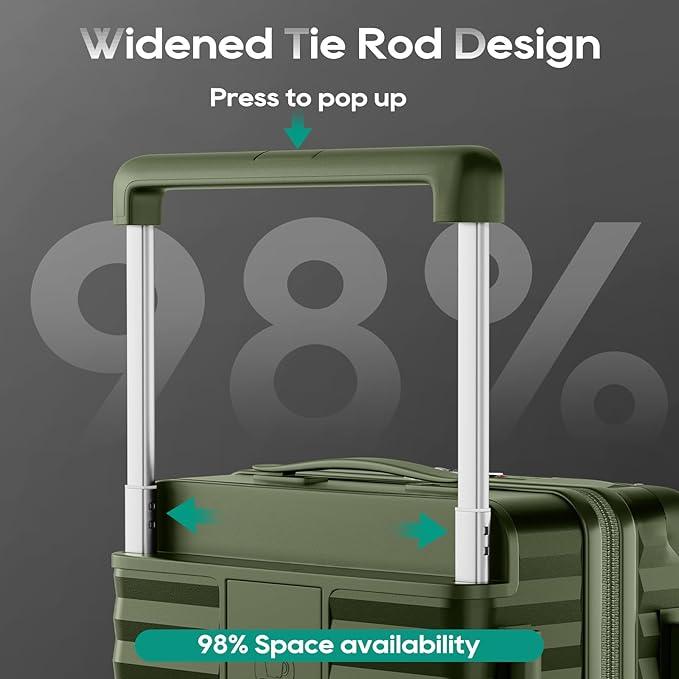 Joyway 20 Inch Carry on Luggage with Front Pocket, PC Hardshell Carry-on Suitcase with USB Port and Cup Holder, 21.5x14.2x9 Airline Approved, Luggage with Spinner Wheels and TSA Lock(Dark Green)