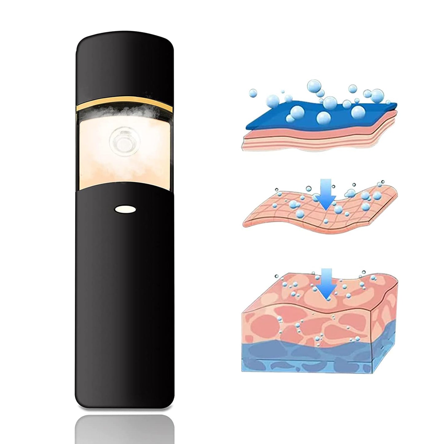 Kingsmile Nano Face Mister, Premium Nano Facial Mister for Refreshing Feeling, Lonic Nano Sprayer for Hydrating Skin, Portable Mini Face Mister,Professional Lash Mister for Eyelash Extensions (Black)