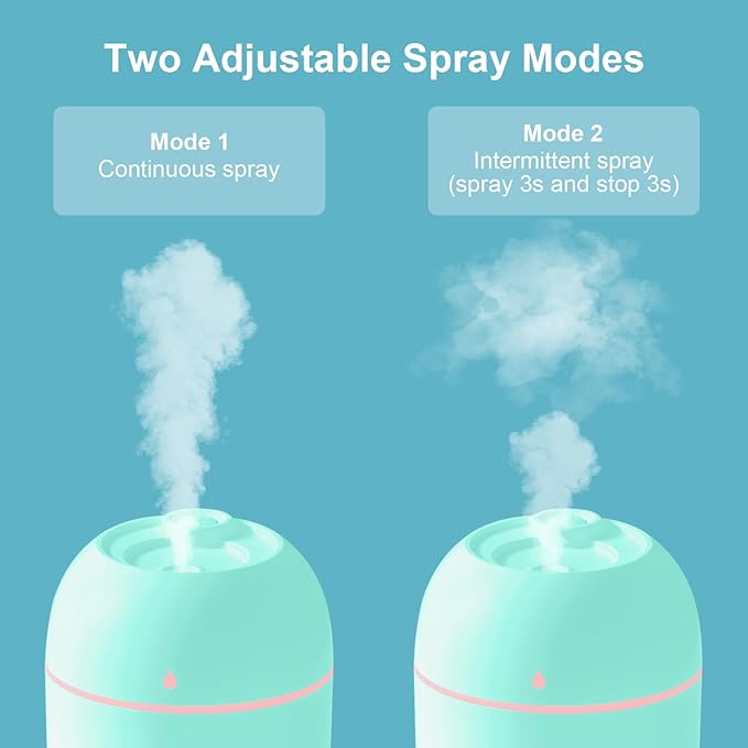 Portable Small Humidifier, USB Personal Desktop Humidifier for Car, Office Room, Bedroom, Auto Shut-Off, 2 Mist Modes, Super Quiet(220ml, Green)