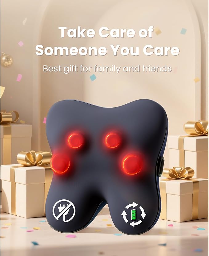 BOB AND BRAD Cordless Back Massager with Heat FSA Eligible HSA Eligible, Shiatsu Neck Massager for Pain Relief Deep Tissue, 3D Kneading Massage Pillow for Pain Relief, Birthday Gifts for Women Men