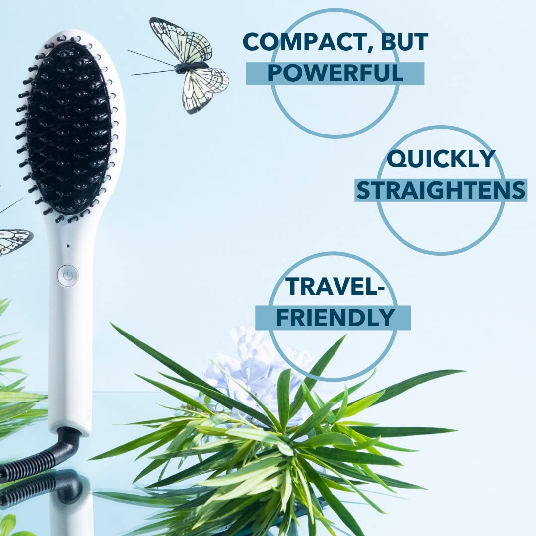 InStyler Straight UP Mini Ceramic Heated Styling Brush | Travel Size | Fast Heating up to 400? | 45 Individual Ceramic Heating P