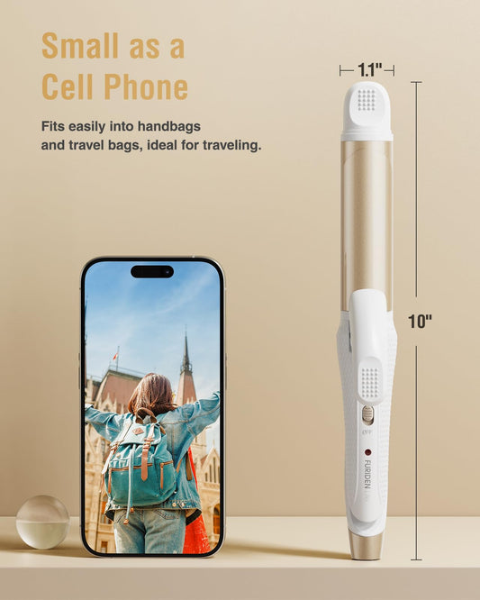 Europe Travel Curling Iron Mini: Dual Voltage Curling Iron for Traveling - Mini Travel Curling Irons 1 Inch with US Plug,Gold 450℉ for Thick/Coarse Short Hair