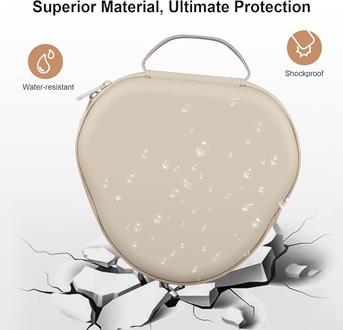 BOVKE Hard Carrying Case with Sleep Mode for Apple AirPods Max Wireless Over-Ear Headphones, AirPods Max Protective Portable Storage Bag with Mesh Pocket for USB-C Charging Cables, Starlight