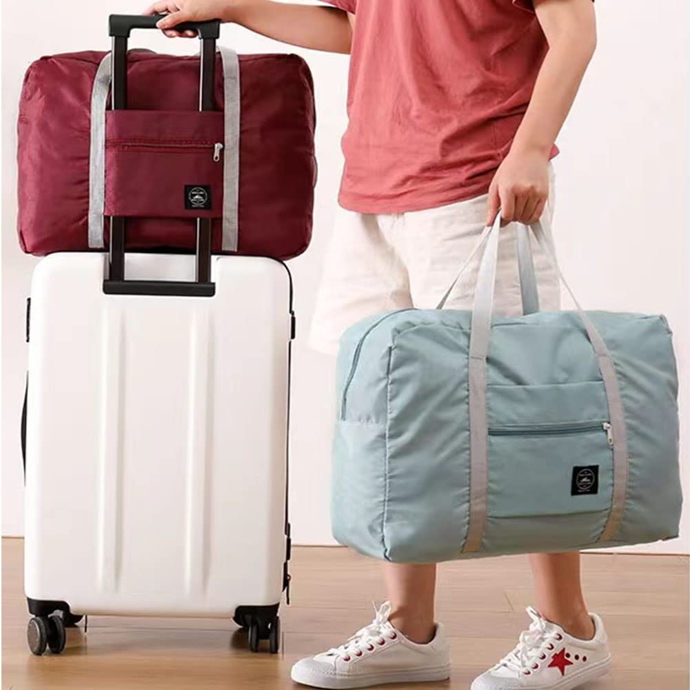 Foldable Travel Duffel Bag (2 Pack), For Spirit Airlines, Weekender Overnight Bag, Tote Carry on Luggage Sport Duffle Weekender Overnight for Women and Girls (2Pack-Red Black)