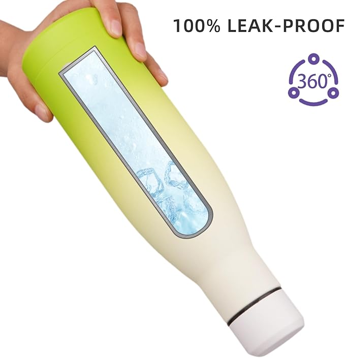 BJPKPK Insulated Water Bottle 12oz Small Stainless Steel Water Bottles Reusable Metal Thermal Keep Cold and Hot,Elegant Green