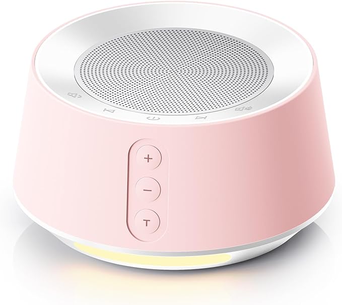 BGOVERSS White Noise Sound Machine with 20 Soothing Sounds, 10 Colors Night Light Sleep Machines Home Office Travel, 5 Timers and Memory Feature Sound Machine for Nursery Baby Kids Adults, Pink
