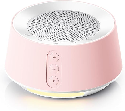 BGOVERSS White Noise Sound Machine with 20 Soothing Sounds, 10 Colors Night Light Sleep Machines Home Office Travel, 5 Timers and Memory Feature Sound Machine for Nursery Baby Kids Adults, Pink
