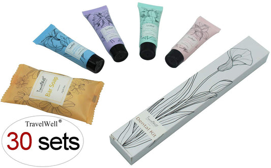 Travelwell Amenities Kit Bulk - 180-Piece Set, Individually Wrapped - Hotel & Vacation Rental Guest Bathroom Essentials Featuring Shampoo & Conditioner Bulk, Soap Bars, Lotion & Body Wash