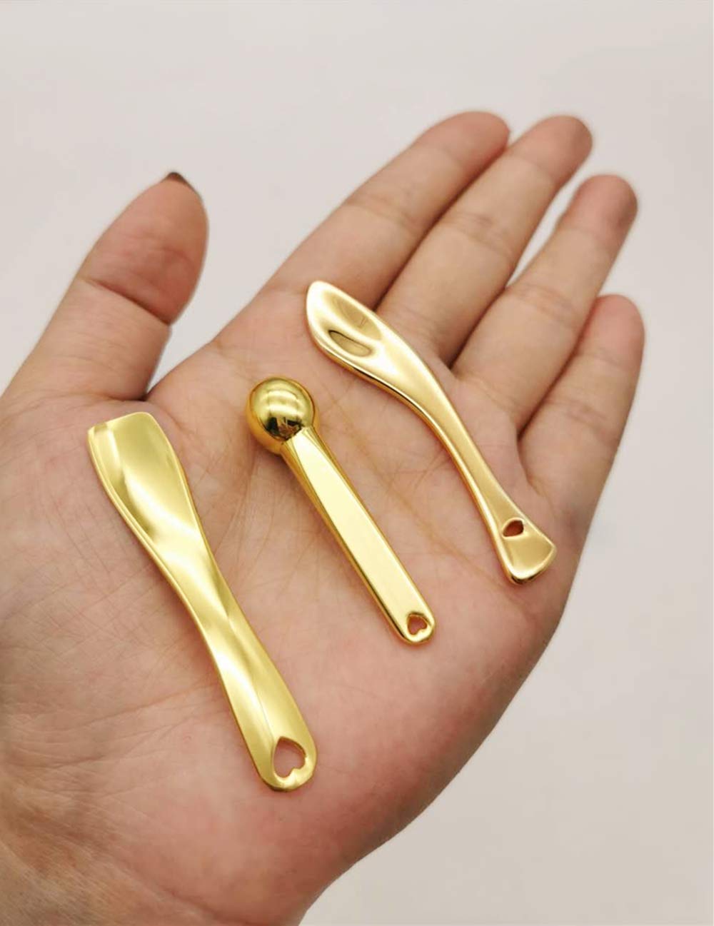 GOERTI 3Pcs Metal Makeup Spatula Mini Spoon and Eye Cream Massage Sticks Beauty Scoop for Facial Cosmetic Face Cream