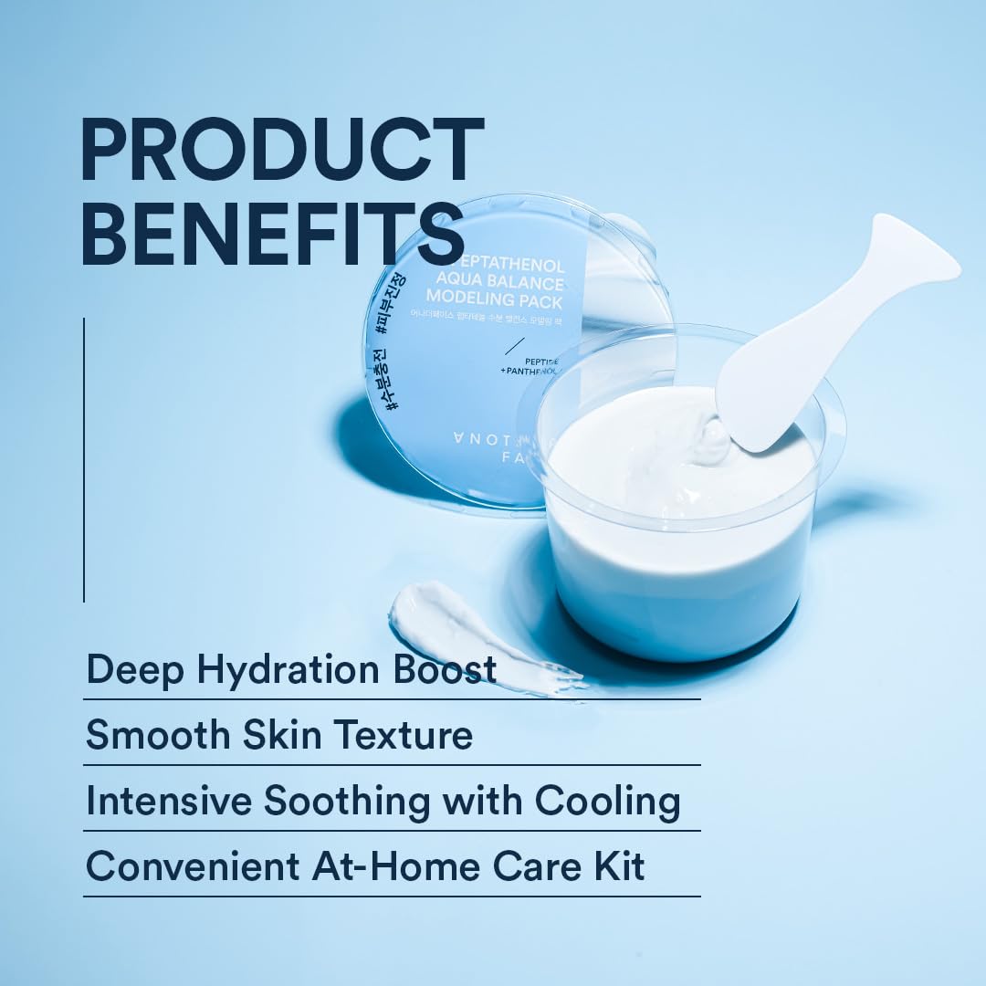 ANOTHERFACE PEPTATHENOL™ Aqua Balance Modeling Pack, Deep Hydrating & Cooling Jelly Mask, Intensive Calming & Soothing, Smooth Skin Texture, Home Spa Kit, Korean Skin Care, 4 cups in 1 Pack, Vegan