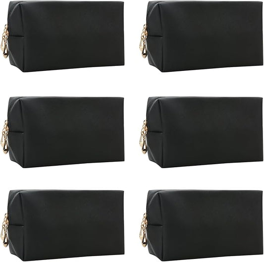 Bridesmaid Proposal Gifts Letter Cosmetic makeup bag bulk for Wedding Party Favors Bachelorette party decorations Toiletry Organizer Bag Makeup Case Gift (6, Black)