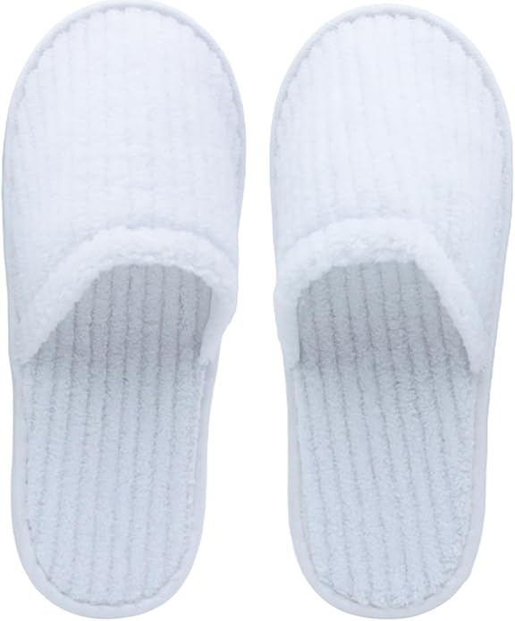 20 Pairs White Disposable Slippers, SPA Hotel Slipper for Women and Men, Closed Toe Soft Coral Fleece Slippers for Guests, Non-Slip Slipper for Travel Home Salon