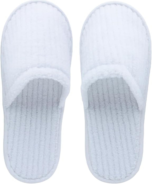 20 Pairs White Disposable Slippers, SPA Hotel Slipper for Women and Men, Closed Toe Soft Coral Fleece Slippers for Guests, Non-Slip Slipper for Travel Home Salon