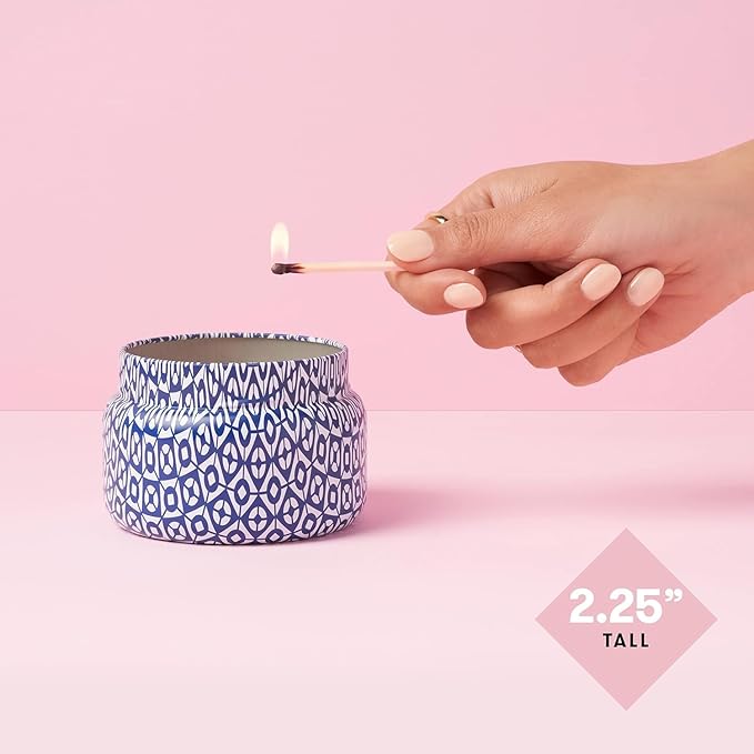 Capri Blue Printed Travel Tin Jar Candle - Luxury Tropical Scented Candles for Home - Long Lasting Soy Wax Blend - Decorative Jar for Home Decor Gift (Honeydew Crush, 8.5 oz)