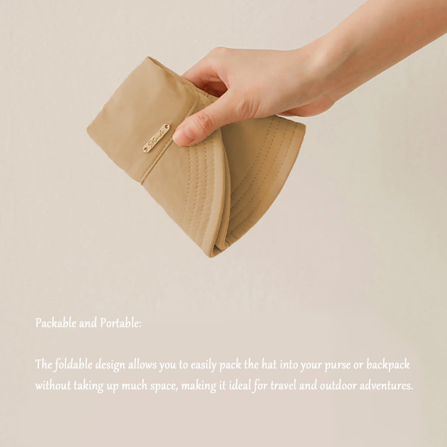 huablo]UPF 50+Womens Sun Hat Wide Brim Hat UV Protection Hiking Fishing Hats Adjustable Ponytail Packable Sun Cap Khaki