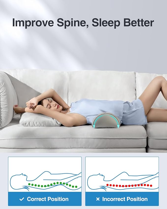 Luxtude Inflatable Bolster Pillow for Legs, Half Moon Pillow Knee Pillow for Back Sleeping, Leg Pillow for Side Sleeping, Leg Elevation Pillow for Knee Support, Lower Back & Head, Ankle and Foot