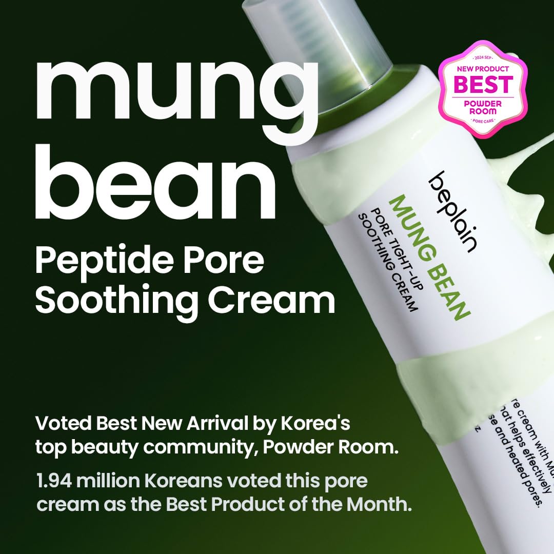 beplain Mung Bean Peptide Pore Soothing Cream (2.02fl.oz/60ml) | Fragrance-Free | Facial Cream for Pore Soothing, Pore Hydrating | Suitable for Sensitive Skin | Korean Skincare