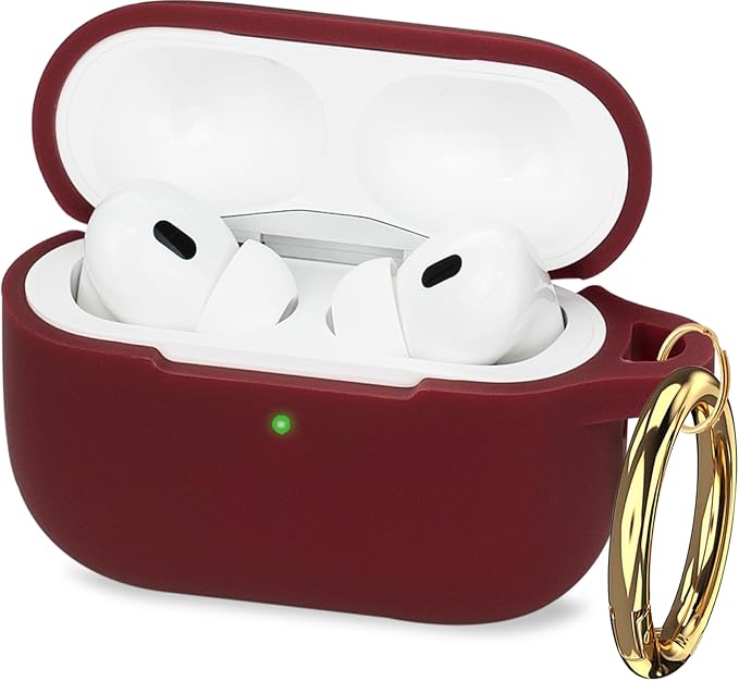 Case for Apple Airpods Pro 3 (2025) - VOTILE Airpods Pro 3 Cases Cover Women Silicone iPods Pro 3 Earbuds Wireless Accessorie Charging Cases Girl Keychain for Airpod iPods Pro 3 Generation - Burgundy