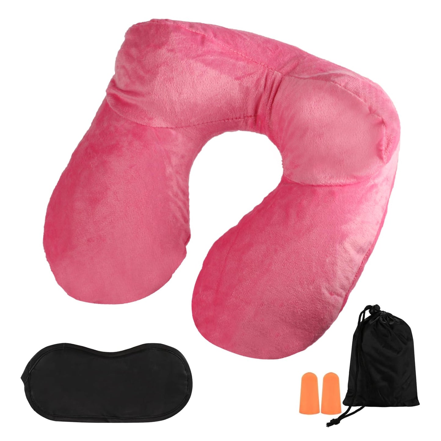 XhjzgcTech Air-Filled Travel Pillows for Sleeping Airplane Neck Support for Traveling Pillow Inflatable Travel Neck Pillows for Air-Filled Neck Pillow Airplane, with Eye Masks, Earplugs