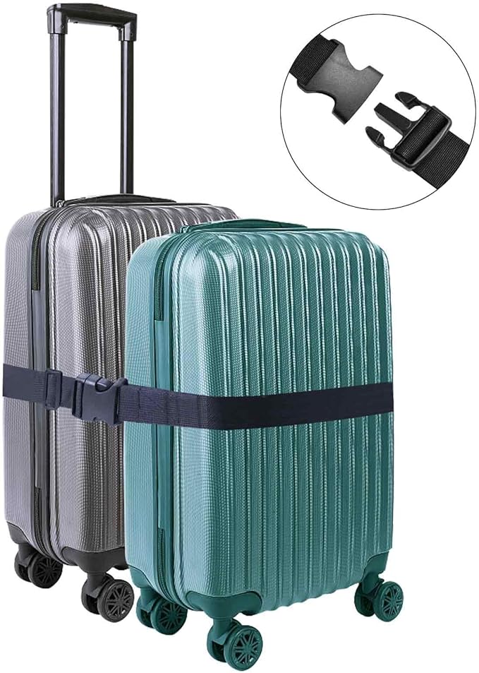 Add a Bag Luggage Strap - Heavy Duty Adjustable Suitcase Belt - Travel Accessory for 3 pcs Luggage Connecting - 3 Pack (Black)