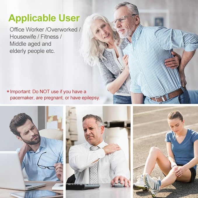 AUVON Rechargeable TENS Unit Muscle Stimulator, 24 Modes 4th Gen TENS Machine with 8pcs 2"x2" Premium Electrode Pads for Pain Relief