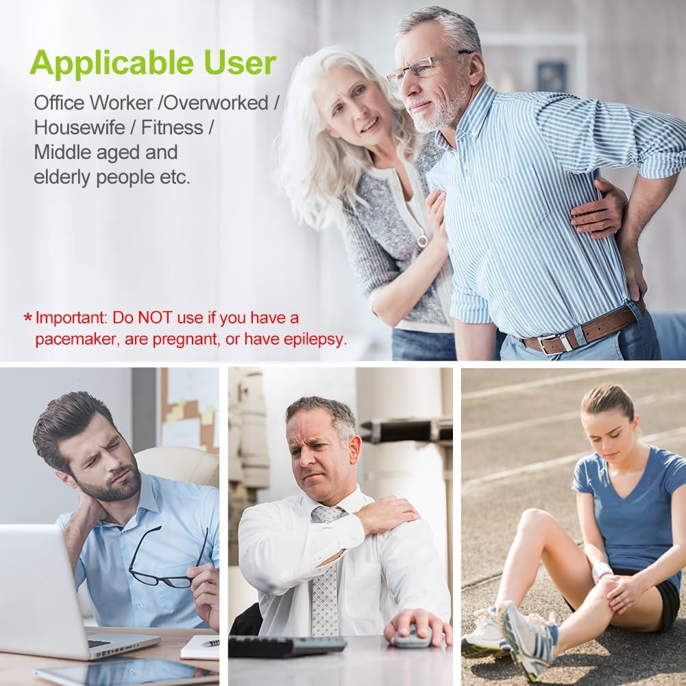 AUVON Rechargeable TENS Unit Muscle Stimulator, 24 Modes 4th Gen TENS Machine with 8pcs 2"x2" Premium Electrode Pads for Pain Relief