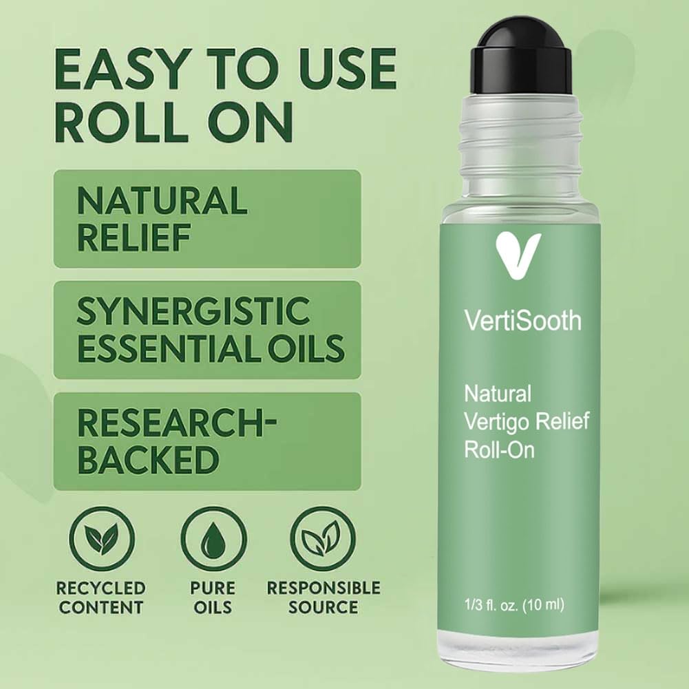 Vertisoothe Anti-Dizzy Roll-On, Natural Vertigo Relief Roll-On, Vertigo and Dizziness Support Roller with Lavender, Ginger, Mint Essential Oil, Easing Nausea, Fast-Acting Combat Travel Sickness (2Pcs)