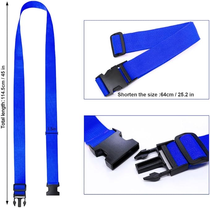 4Pack Luggage Straps Add Bag Luggage Straps to Connect Two Suitcases, Adjustable Luggage Belt Connector for Carry On, Travel Attachment Accessories to Hold Suitcases Together, Blue