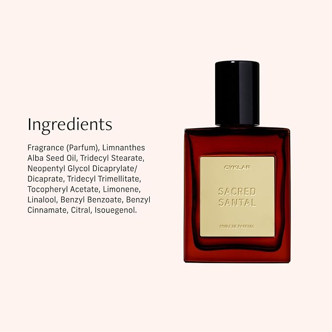 CYKLAR Perfume Oil Roll-on. Travel-Friendly Sacred Santal Fragrance with Bergamot, Amber, and Musk Notes. Long-Lasting Essential Oil Parfum for Women and Men. 0.5 Fl Oz Scented Rollerball Bottle