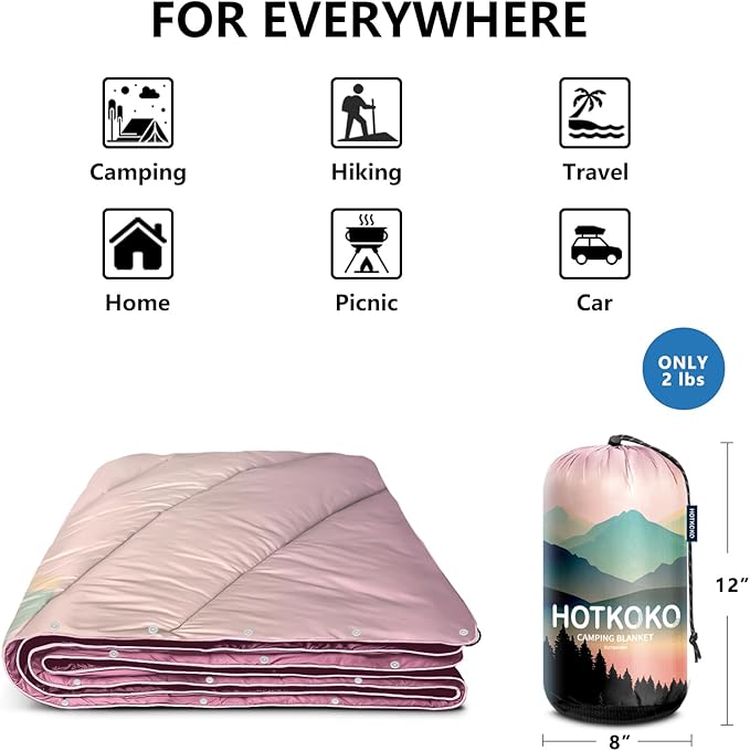 Camping Blanket,Puffy Printed Camping Blanket Lightweight Packable Outdoor Blanket for Camping,Traveling, Stadium, Hiking, Picnics