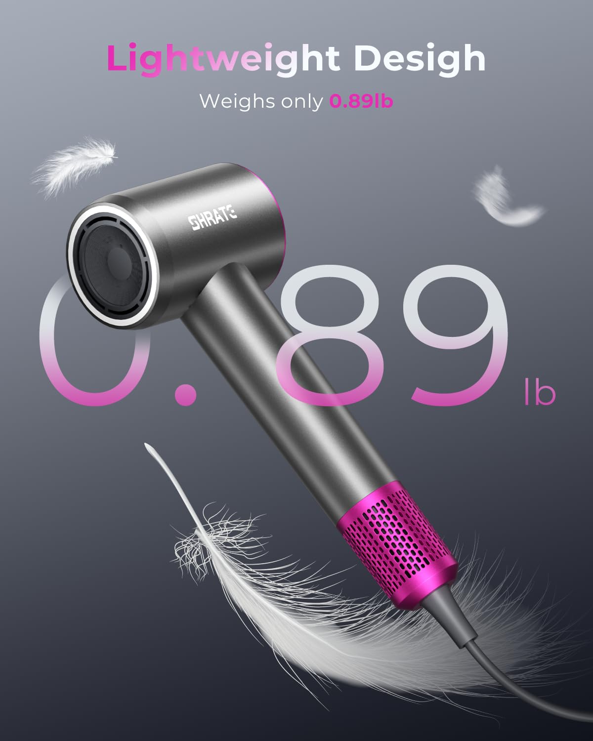 SHRATE Professional High Speed Ionic Hair Dryer | Ultra-Fast Drying | 500 Million Negative Ions | Low Noise Thermo-Control | Compact Blow Dryer with Magnetic Diffuser for Faster Drying All Hair Types