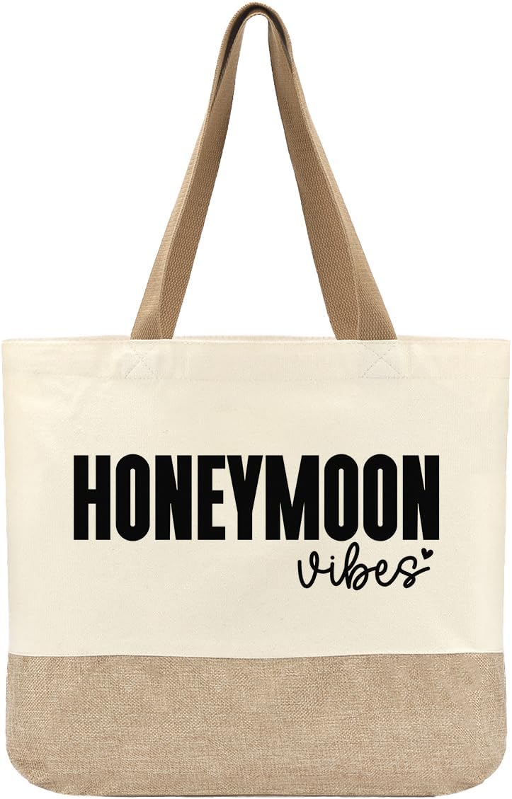 Honeymoon Tote Bag, Honeymoon Essentials Must Haves, Wedding Bridal Shower Gifts, Bachelorette Party Engagement Gifts for Couples Bride Wife, Fiance Newly Engaged Gift Beach Bag Reusable Grocery Bags