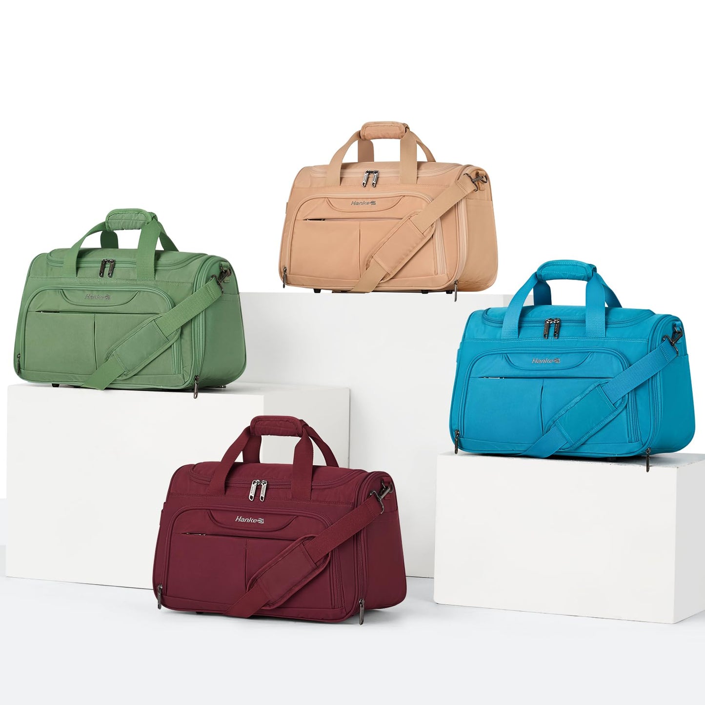 Hanke Foldable Underseat Carry On luggage Bag, Travel Tote Bag for Women & Men, Personal Item Travel Bag Softside Lightweight Luggage Bags for Travel Flight Crew Overnight Weekender.(Caribbean Blue)