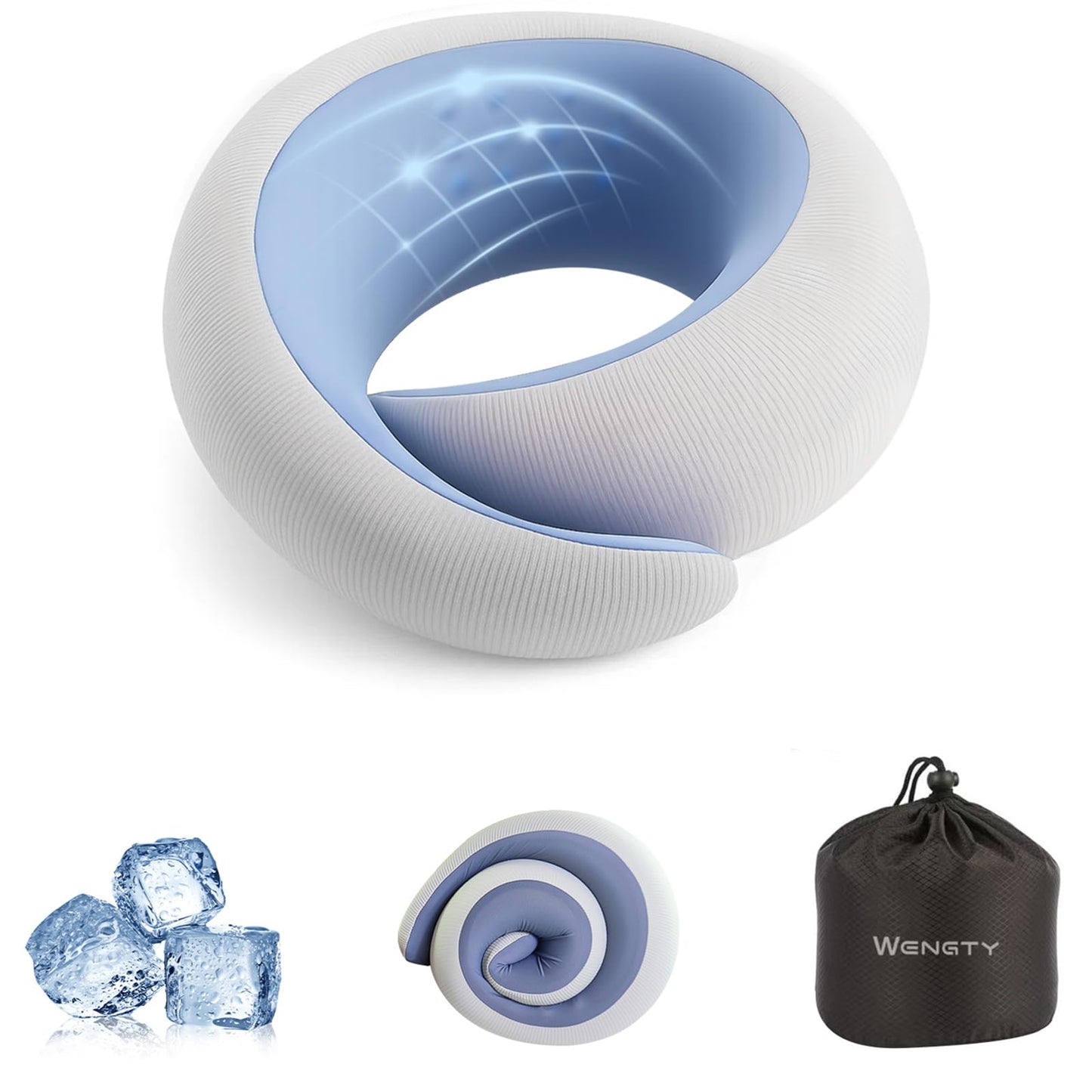 Travel Pillows for Airplanes,Memory Foam Neck Pillow for Traveling,Smooth & Cooling Fabric Plane Pillow for Long Flight,Ideal for Travels,Airplanes,Offices,Cars,Trains (Blue, Standard-Broad Fit)