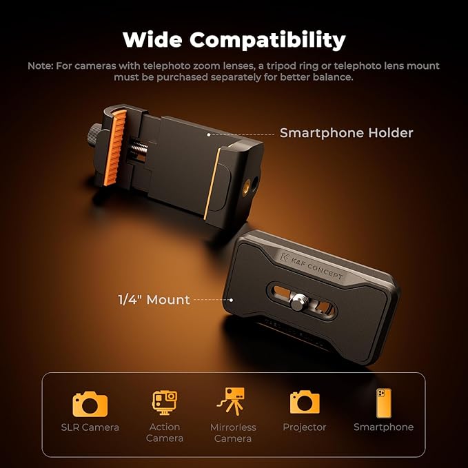 K&F CONCEPT 70" Camera Tripod, Lightweight Travel Tripods for Camera with 360 Degree Ball Head Load Capacity 17.6lbs, Cellphone Clip for Smartphone Live Streaming Vlog K234A3+BH-36