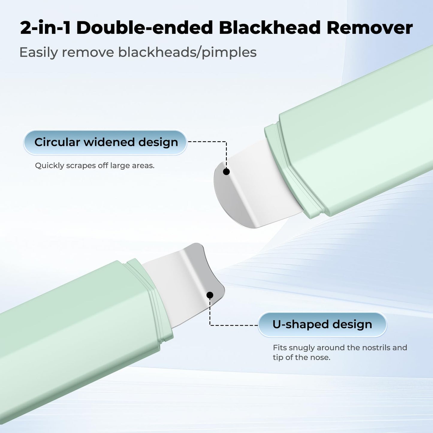 Blackhead Remover Tool Face Scrubber: PETYDOOT Double-Headed Face Spatula Skin Scrubber, Nose Pore Cleaner Blackhead Remover for Facial Deep Cleansing Skin Care Tool for Men & Women (Green)
