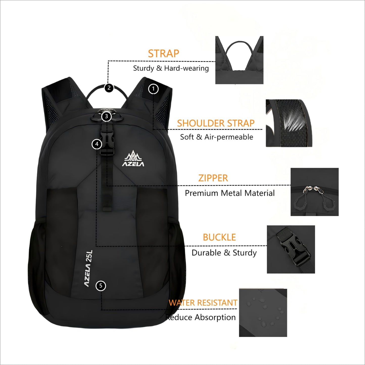 Nastravail Lightweight Packable Backpack 25L Small Lightweight Backpack for Travel Hiking Daypack Foldable Daypack for Women Men Black