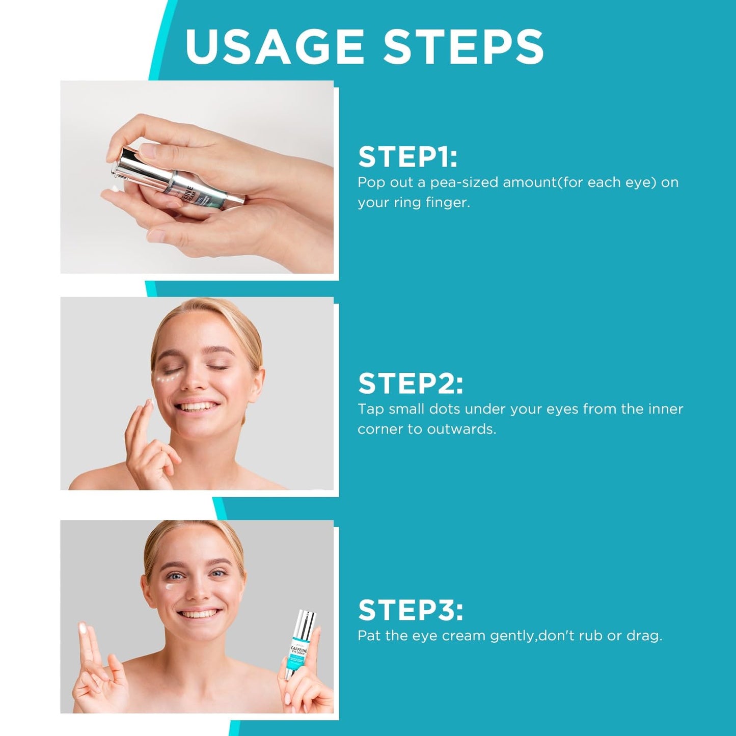 CITYGOO Caffeine Eye Cream for Puffiness: Eye Cream Reduce Dark Circles Wrinkles Fine Lines - Anti Aging Eye Cream