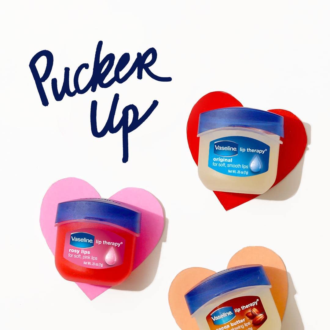 Vaseline Lip Therapy Cocoa Butter 4-Pack – Mini Lip Balms for Soft, Glowing Lips, 0.25 Oz Ea