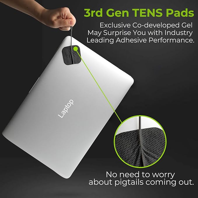 AUVON TENS Unit Replacement Pads Combination Set, 20 Packs Multiple Sizes Electrodes for TENS Unit, Reusable and Latex Free Pigtail TENS Pads for Multiple Pain Relief (2mm Connector) (Black)