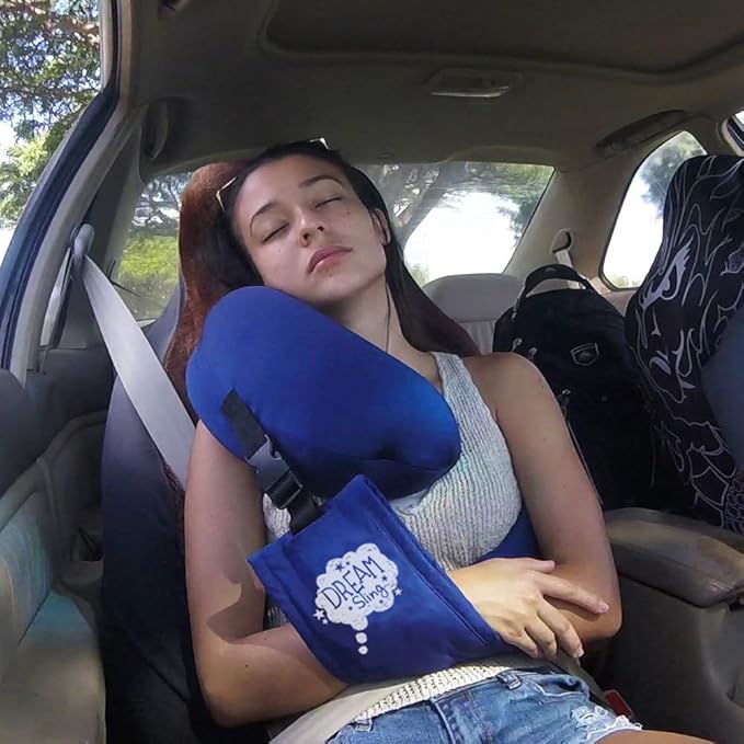 Travel Pillow - First Neck Pillow with an Arm-Sling! Supports The Head, Body, and Arms, Providing The Leaning Support. Perfect for Sleeping Upright (Black)