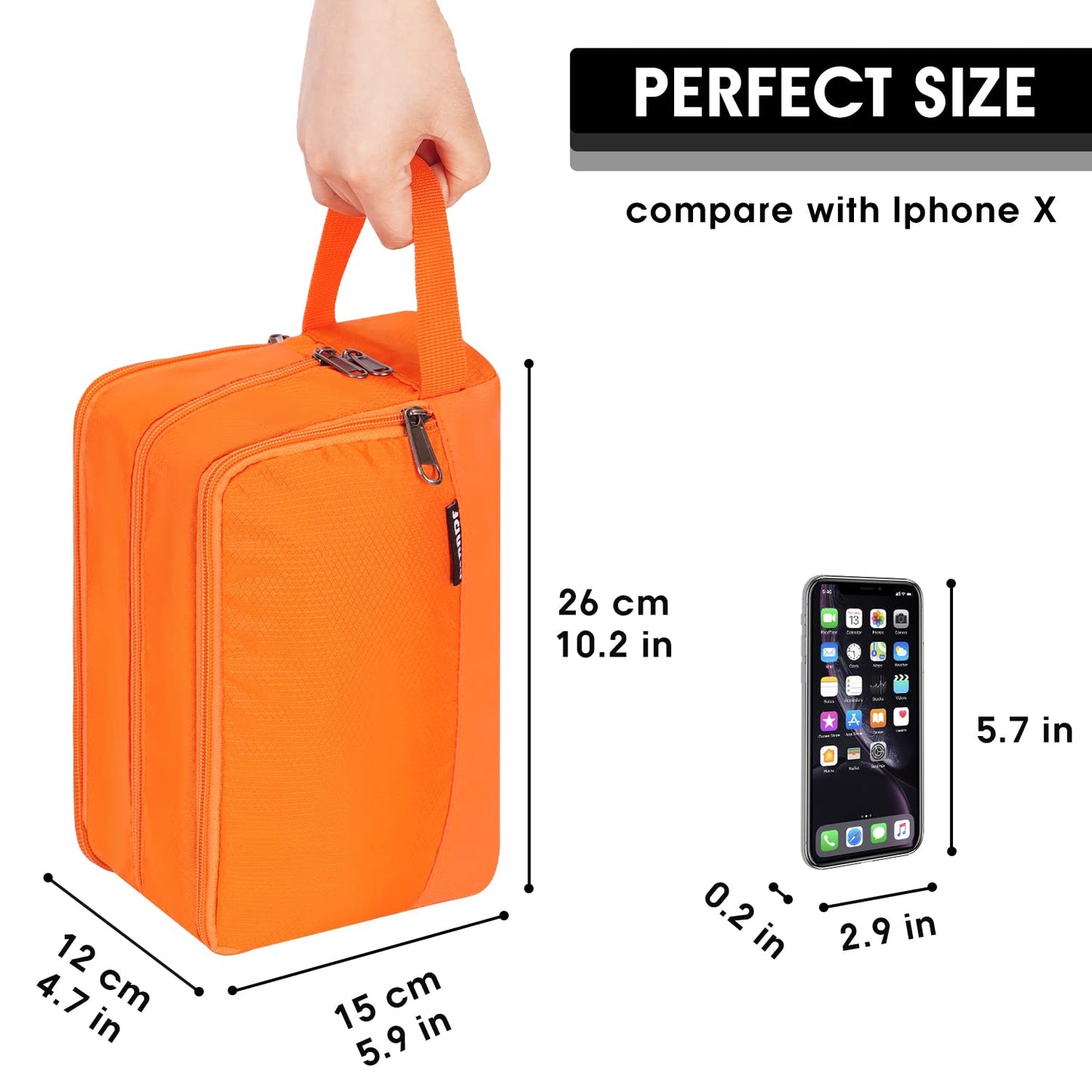 Toiletry Bag for Men Hanging Dopp Kit Water Resistant Shaving Bag Small Toiletry Bag for Traveling (Pure Orange)